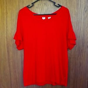 Levi's red ruffle sleeve tee shirt